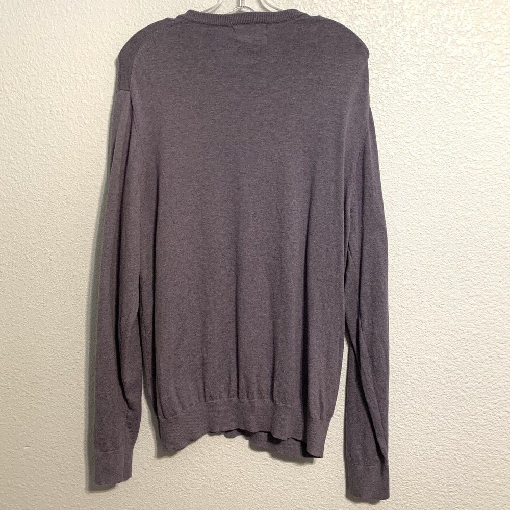 Alan Flusser Sweater Mens Large Cashmere Silk Cotton Purple V Neck Pullover - Picture 2 of 6